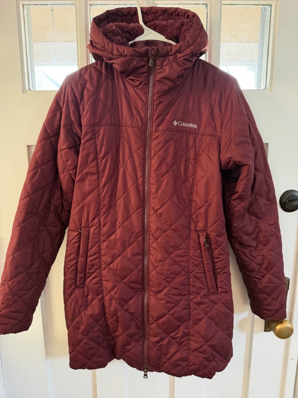 Columbia Burgundy Quilted Hooded Puffer Jacket